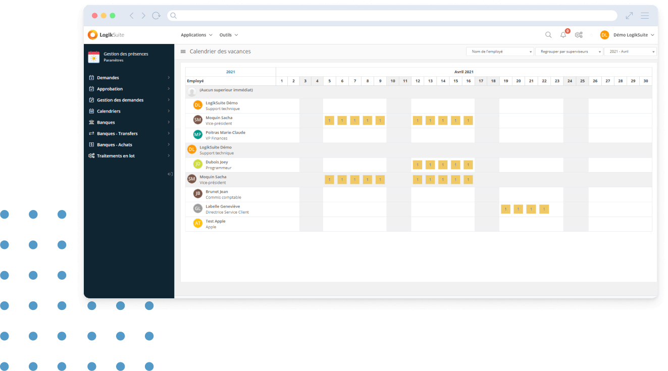 Logiciel de gestion des absences - Calendrier vacances-WEB