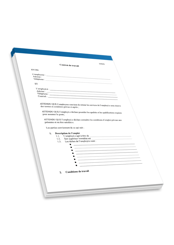 Modèle de contrat de travail